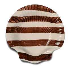 Armona stripe tallrik 23,5x23,5 cm, Mörkbrun-vit