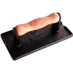 Bacon- och grillpress gjutjärn med trähandtag, 21x11 cm