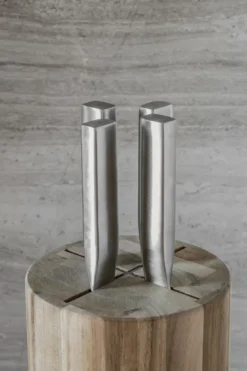 Base knivset med knivblock 5 delar, Wood-steel grey