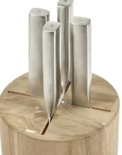 Base knivset med knivblock 5 delar, Wood-steel grey