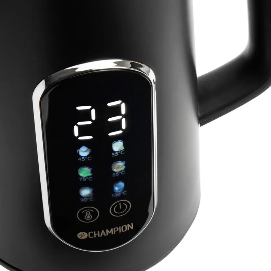 Champion Digital Temp vattenkokare, Mattsvart, 1,7 L
