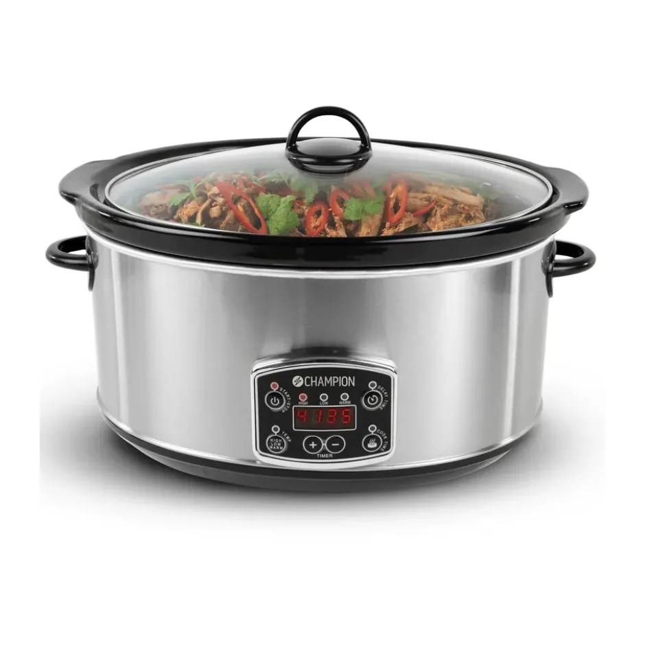 Champion slowcooker, Rostfritt stål, 6,5 L