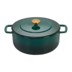 Combekk Enameled gjutjärnsgryta Ø28 cm, Holly Green-gold knob