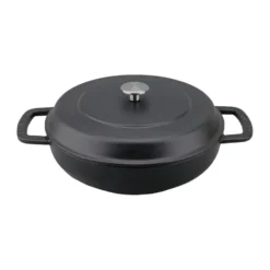 Combekk Enameled traktörpanna gjutjärn Ø28 cm, Black-silver knob