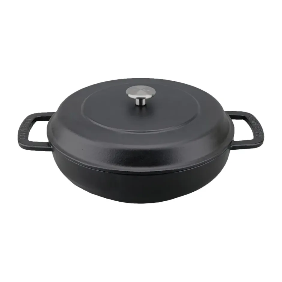 Combekk Enameled traktörpanna gjutjärn Ø28 cm, Black-silver knob