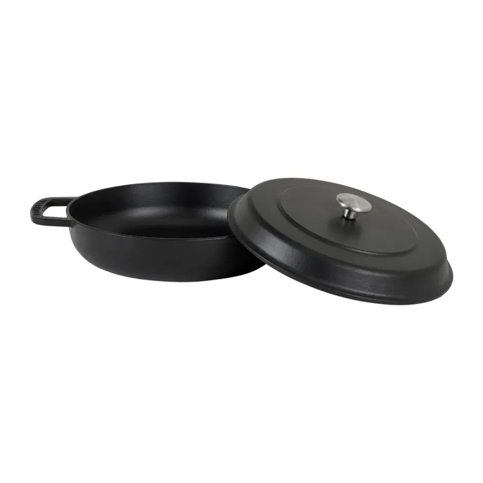 Combekk Enameled traktörpanna gjutjärn Ø28 cm, Black-silver knob