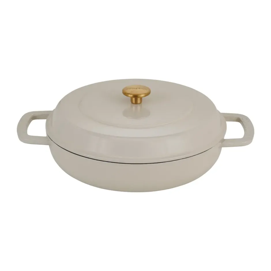 Combekk Enameled traktörpanna gjutjärn Ø28 cm, Sand-gold knob