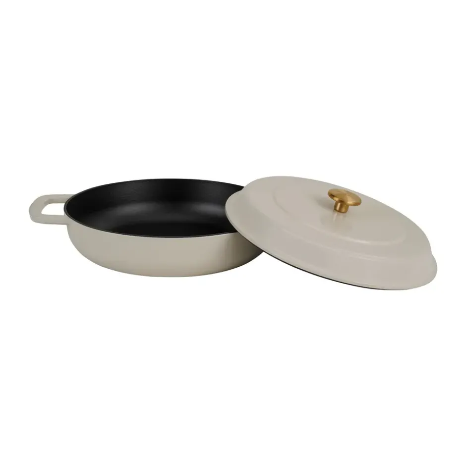 Combekk Enameled traktörpanna gjutjärn Ø28 cm, Sand-gold knob