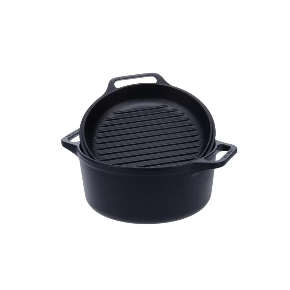 Combo Cooker gjutjärngryta-stekpannaset 2 delar, Svart