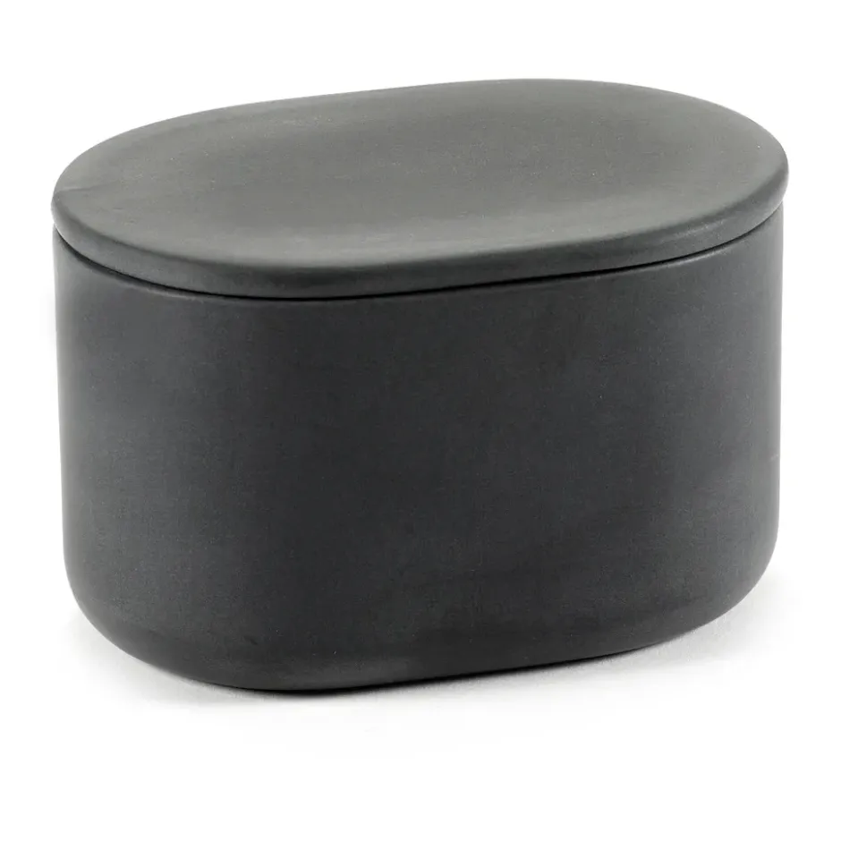 Cose förvaringsburk oval med lock hög 6,5x10,2 cm, Dark Grey