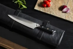 Damascus By Hâws kockkniv 32 cm, Svart-rostfritt stål