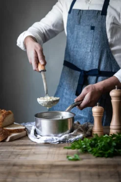 De Buyer B Bois soppslev med trähandtag, Rostfritt stål
