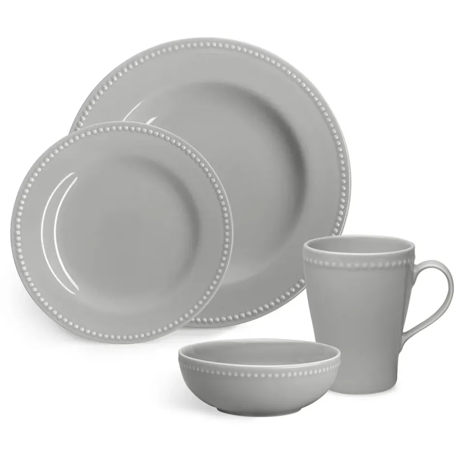 Dots assiett 22 cm 4-pack, Grå