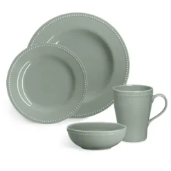 Dots assiett 22 cm 4-pack, Grön
