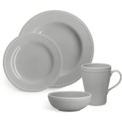 Dots tallrik 28 cm 4-pack, Grå