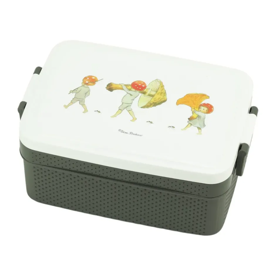 Elsa Beskow Tomtebobarnen lunchlåda 8x18,5 cm, Brun-vit