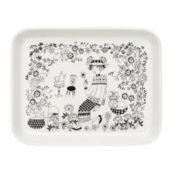 Emilia tallrik 15x19 cm, Svart-vit