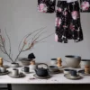 Fumiko sopptallrik, Beige-svart