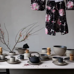 Fumiko sopptallrik, Beige-svart