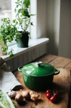 Gretl Gjutjärnsgryta rund knopp rostfritt stål 4 L, Grön