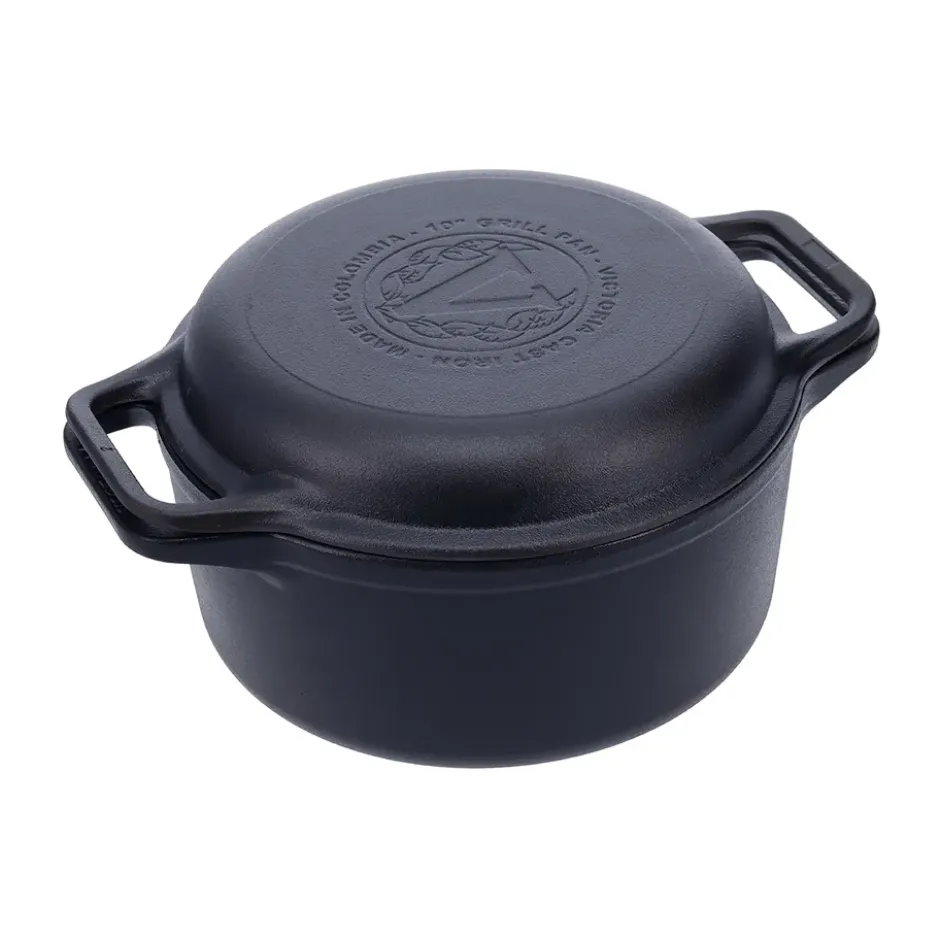 Gryta och grillpanna gjutjärn pre-seasoned, 2 delar