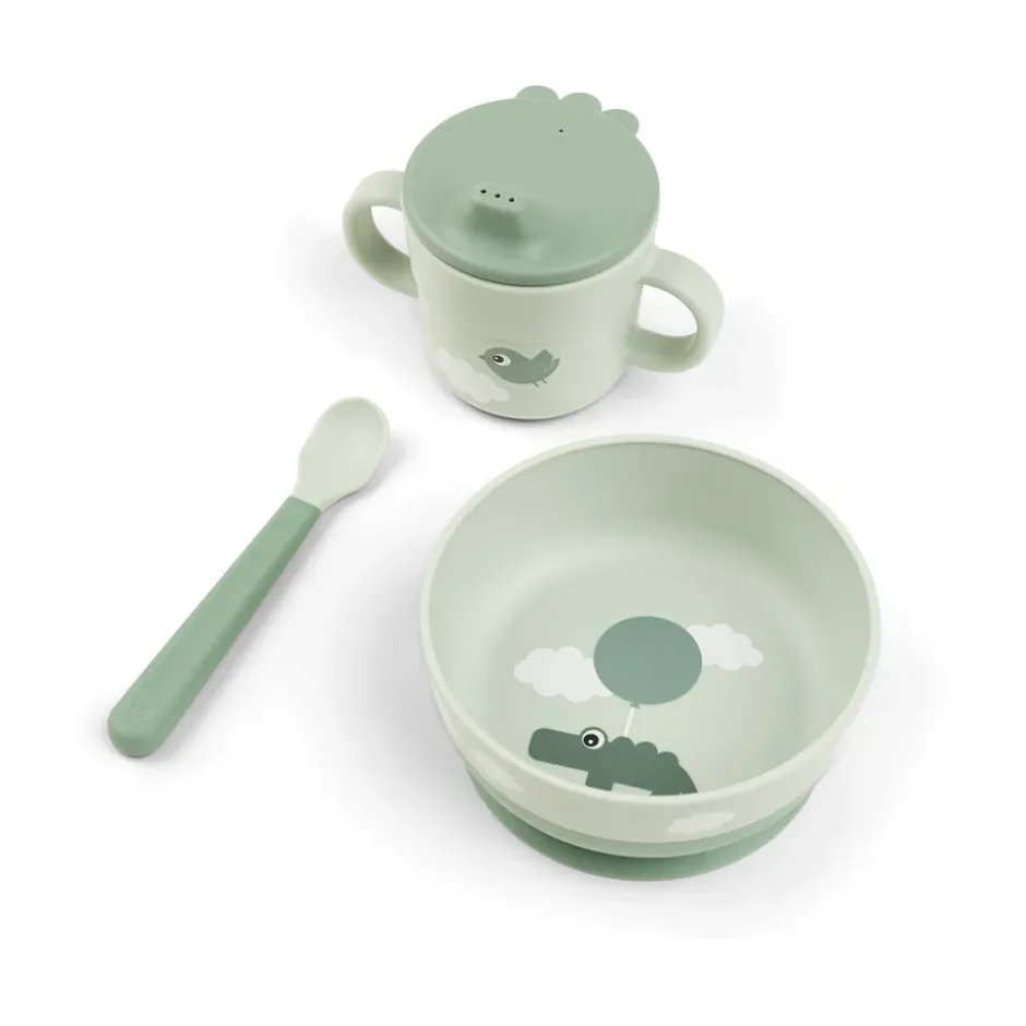 Happy Clouds foodie first meal servisset 3 delar, Green