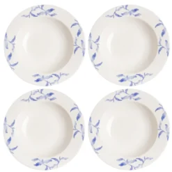 Havspil djup tallrik 23 cm 4-pack, blå-vit