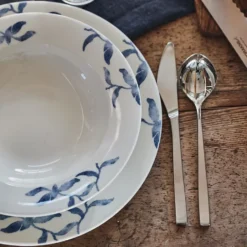 Havspil djup tallrik 23 cm 4-pack, blå-vit