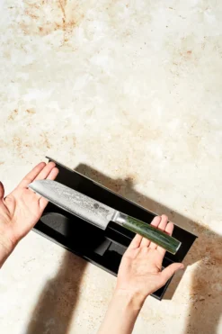 Hexclad Santoku 67-lager Damaskus 18 cm, Grön