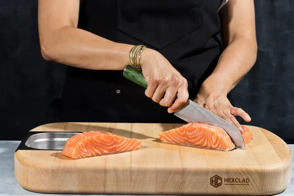 Hexclad Santoku 67-lager Damaskus 18 cm, Grön