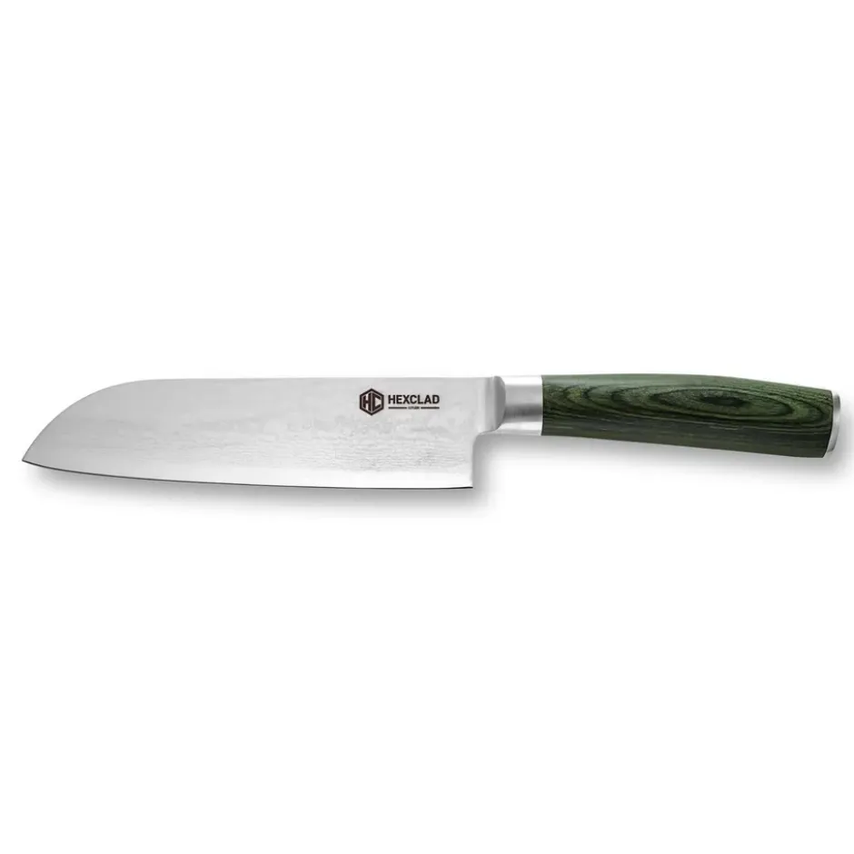 Hexclad Santoku 67-lager Damaskus 18 cm, Grön
