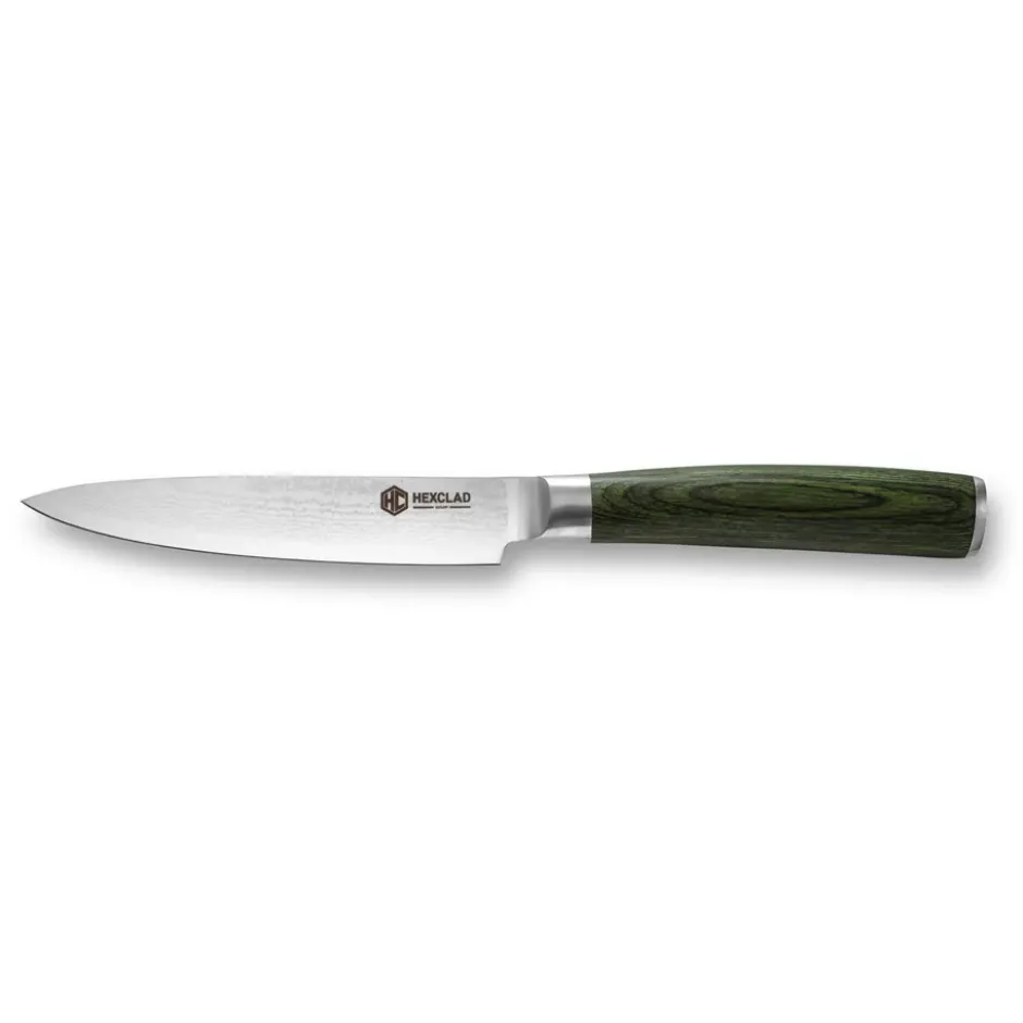 Hexclad universalkniv 67-lager Damaskus 13 cm, Grön