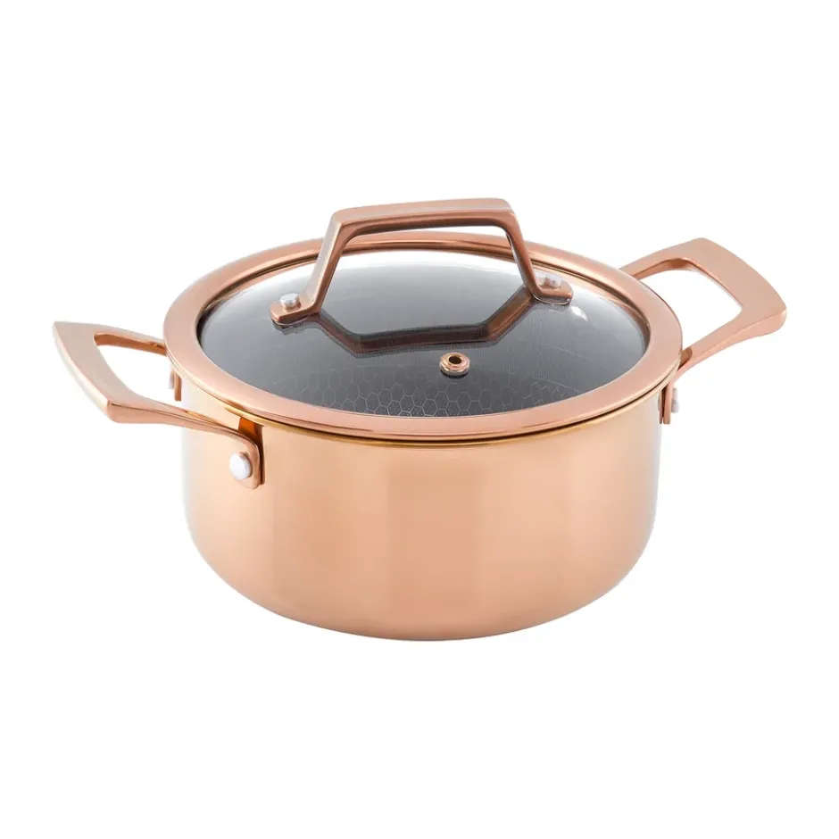 Hâws Santo gryta med lock hybrid coating 2,2 L, Rose Gold
