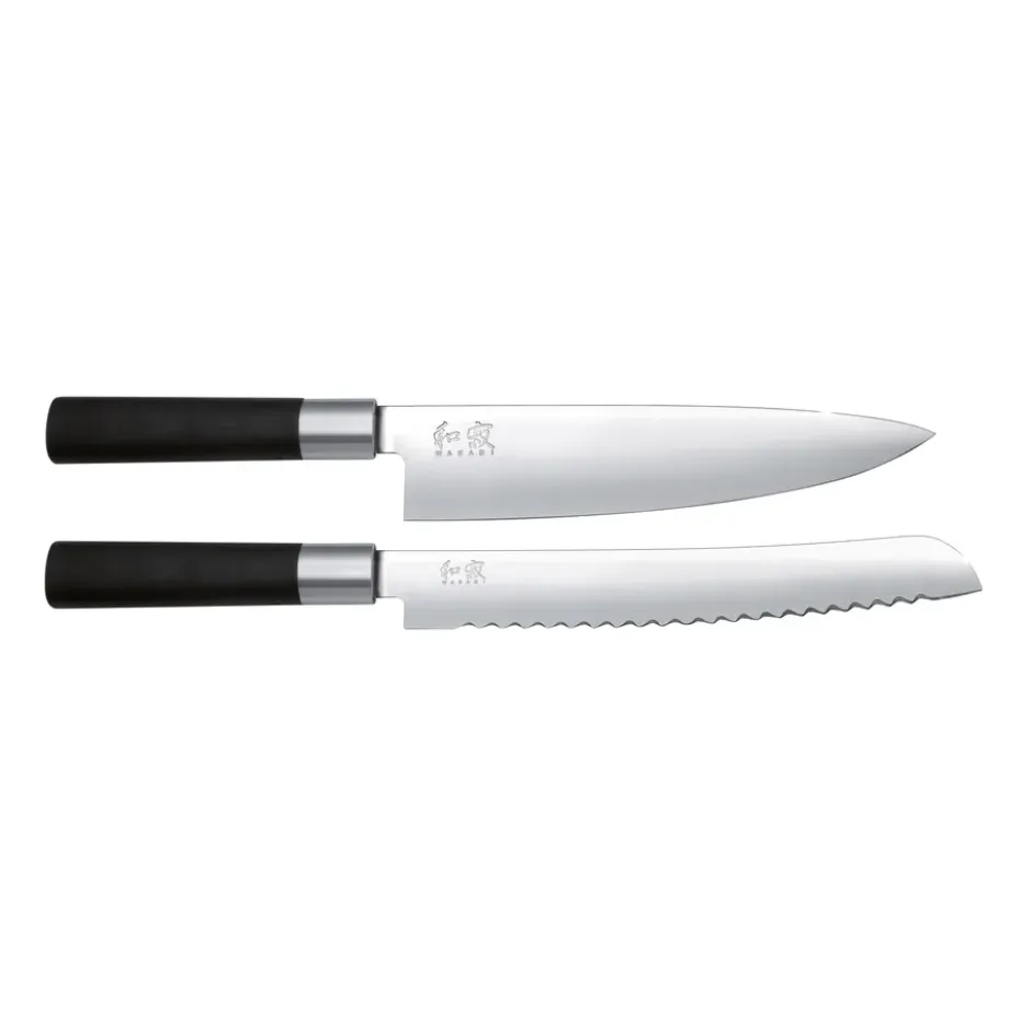 Kai Wasabi Black bröd- & kockkniv set, 2 delar