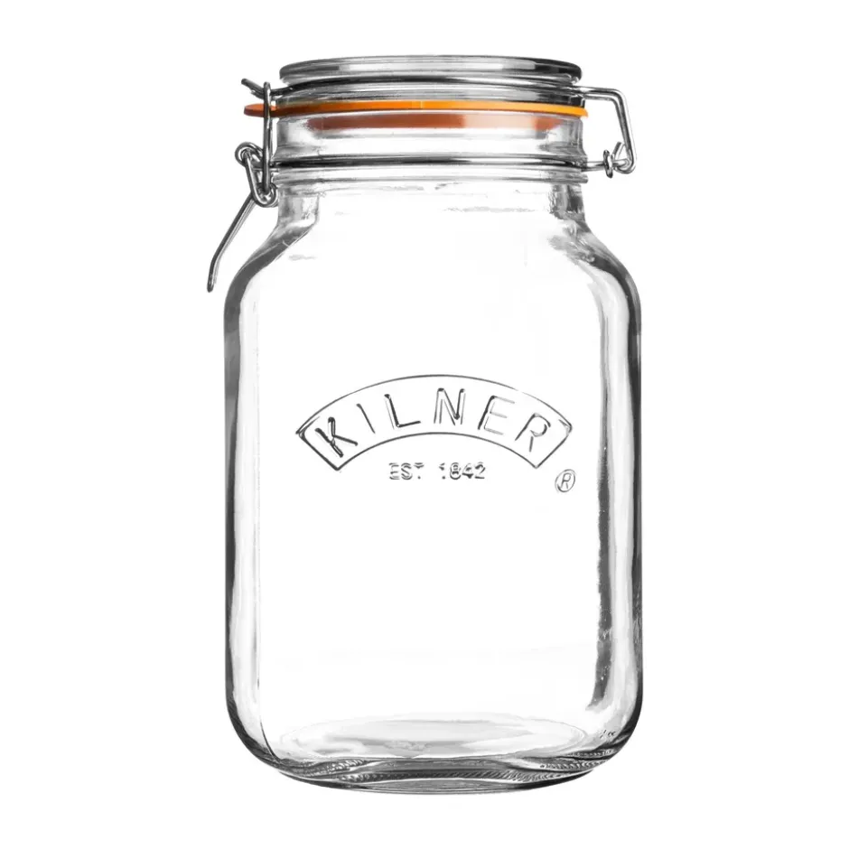 Kilner konservburk fyrkantig med bygel, Klar, 1,5 L