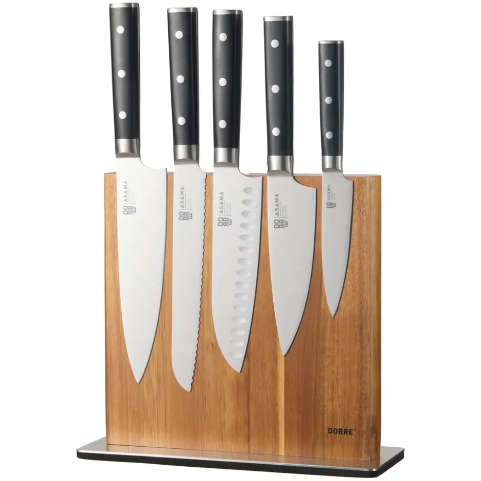 Kira Knivställ magnetiskt, Rostfritt stål-akaciaträ FSC