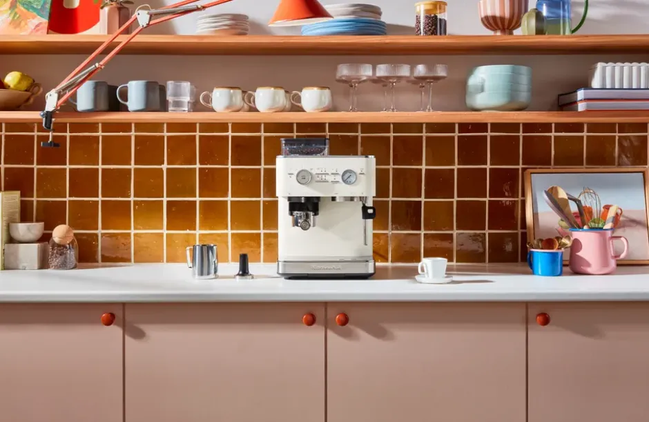 KitchenAid halvautomatisk espressomaskin med kvarn, Porcelain white