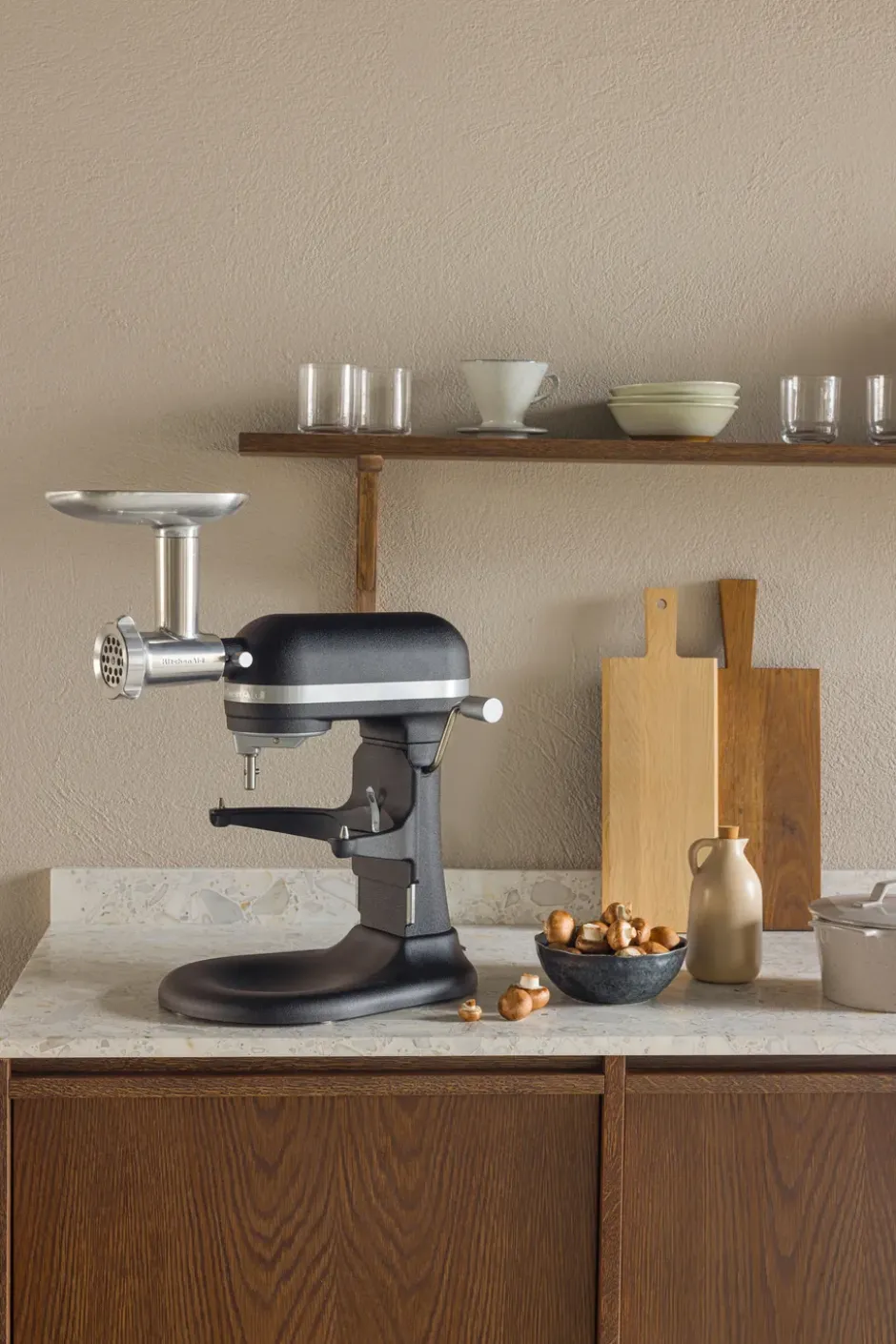 KitchenAid köttkvarn med korvhorn, Stainless steel