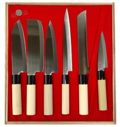 Knivset i balsabox 35x38 cm, 6 delar