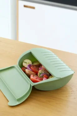 Lékué ångkokare, Grön, med bricka, 4-pack