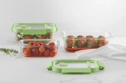 Lékué rektangulär matlåda glas 0,37 L, Grön