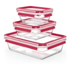 MasterSeal Glas matlåda 3-pack, Röd