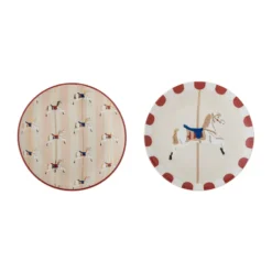 Merry-go-round tallrik Ø16 cm 2 delar, Beige-röd