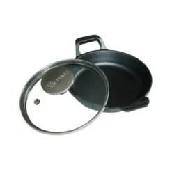 Mini rund gryta med glaslock gjutjärn pre-seasoned, Ø14 cm