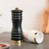 München salt- & pepparkvarn matt 15 cm 2 delar, Svart-vit-guld