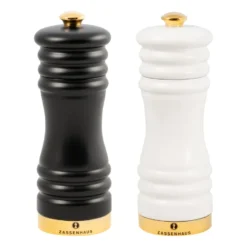 München salt- & pepparkvarn matt 15 cm 2 delar, Svart-vit-guld