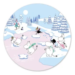 Mumin grytunderlägg vinter 2022 Ø21 cm, Blå-vit-rosa