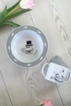 Mumin Vatten & Bad pipmugg & sugkopsstallrik, Grå