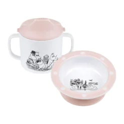 Mumin Vatten & Bad pipmugg & sugkopsstallrik, Rosa
