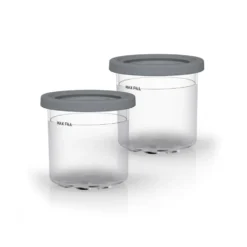 Ninja CREAMi behållare med lock 2-pack 470 ml NC300-serien (NC300/NC301/NC302), Klar-grå